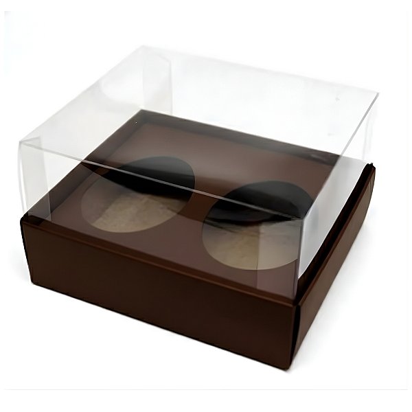 Caixa para 2 Meio Ovos de 50g - Marrom - 11x12,7x7,5cm - 5unidades - Assk - Páscoa Rizzo Embalagens