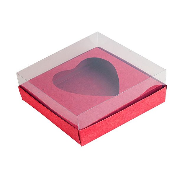 Caixa Coração de Colher - Meio Coração de 250g - Vermelho - 15 x 13 x 6,5 cm - 5 un - Assk Rizzo Confeitaria