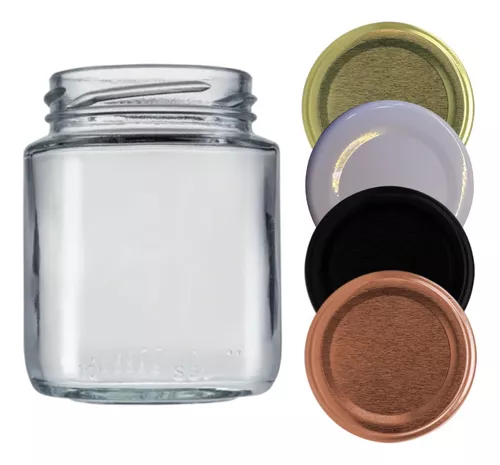 4 Potes de Vidro Conserva Tempero Geleia Tampa Metal - 200ml