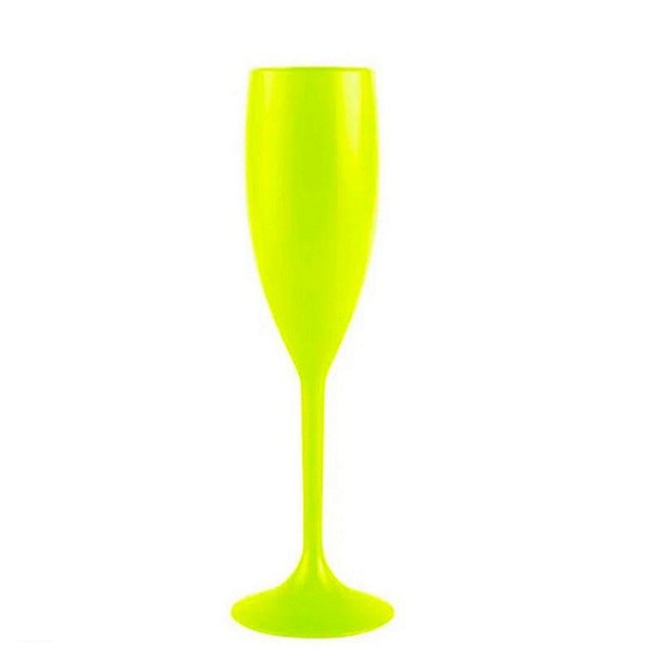 Taça Champanhe Acrílico Amarelo Neon - 01 Unidade - Rizzo Festas