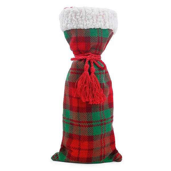 Saco Decorativo de Natal para Garrafa - Xadrez - 35cm - 1 unidade - Cromus - Rizzo