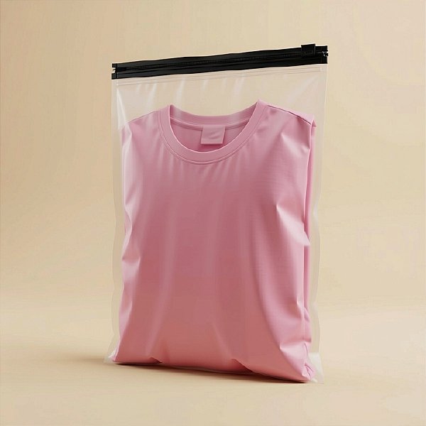 Saco Trilho Zip Transparente Fosco - Trilho Preto - 25x35cm - 50 unidades - Rizzo