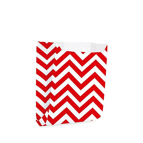 Saquinho de Papel para Mini Pizza e Hambúrguer M 10x10,5x4cm - Missoni Vermelho - 50 unidades - Cromus - Rizzo Festas
