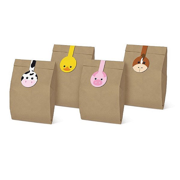 Kit Saquinho Cartela para Lembrancinha Festa Fazendinha - 10 unidades - Cromus - Rizzo Festas