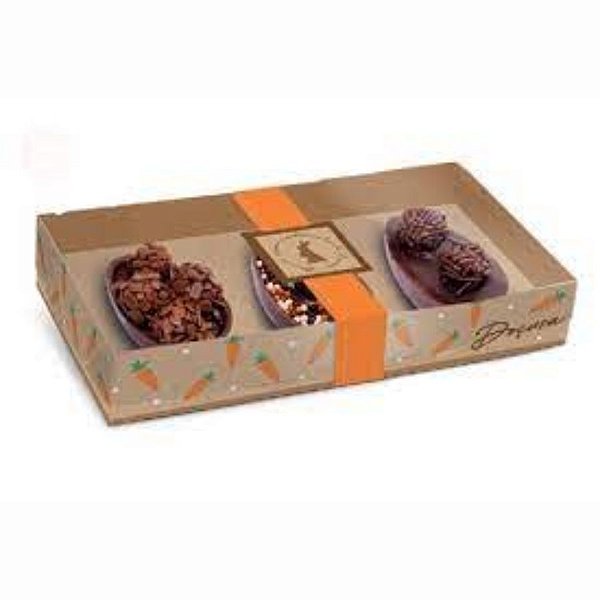 Caixa para 3 Meios Ovos 50g - Doçura - 6 unidades - Cromus - Rizzo
