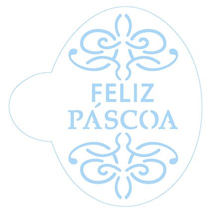 Stencil Arabesco Feliz Páscoa SC2-033 Litoarte Rizzo Confeitaria