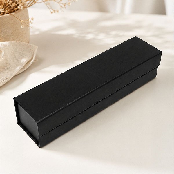 Caixa de Papel Rígido para Garrafa Retangular com Imã - Preto - 33x8,5cm - 1 unidade - Cromus - Rizzo