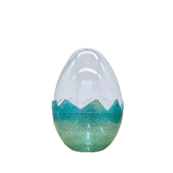 Ovo Transparente Glitter em Acrílico - Azul - P 8x11cm - 1 unidade - Cromus - Rizzo
