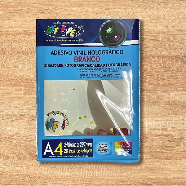 Adesivo Vinil Holográfico Branco A4 - 20 unidades - Rizzo