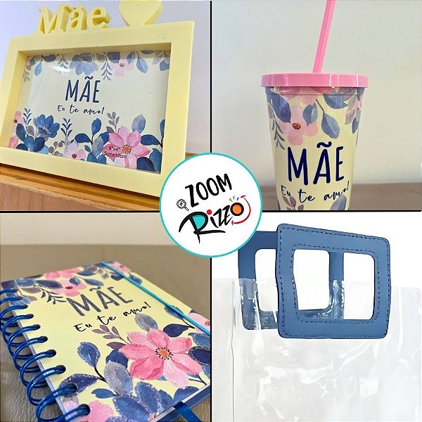 Kit Dia Das Mães Com Sacola, Porta Retrato, Copo e Agenda - Mãe Eu Te Amo - 1 unidade - Rizzo