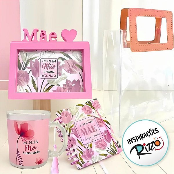 Kit Dia Das Mães Com Sacola, Porta Retrato, Caneca e Agenda - Minha Mãe É Uma Rainha - 1 unidade - Rizzo