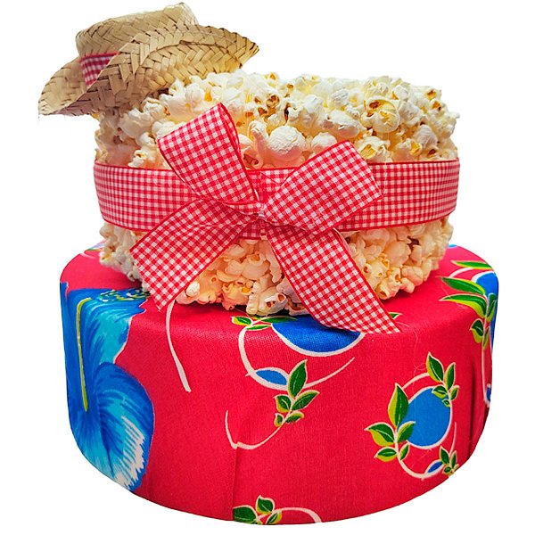 Bolo Decorativo de Festa Junina Pipoca - Vermelho - 25,5x29cm - 1 unidade - Rizzo