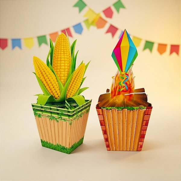 Enfeite de Mesa de Festa Junina - Milho e Balão - 22x8,5cm - 2 Unidades - Festa Maluca - Rizzo