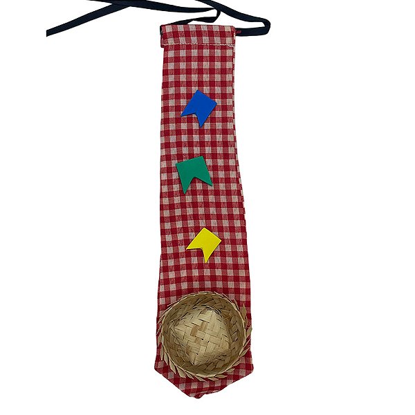 Gravata Vermelha Xadrez Pequeno com Apliques Sortidos - 30cm - 1 unidade - Rizzo
