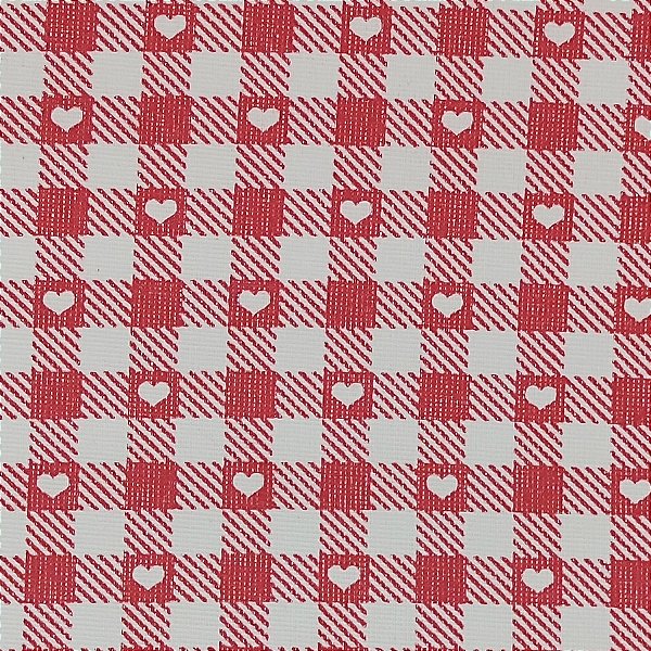 Tecido Autocolante Xadrez Coração 50x30cm - Vermelho - 1 unidade - Rizzo