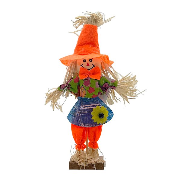 Enfeite Decorativo - Espantalho em Pé Laranja - 1 unidade - Rizzo