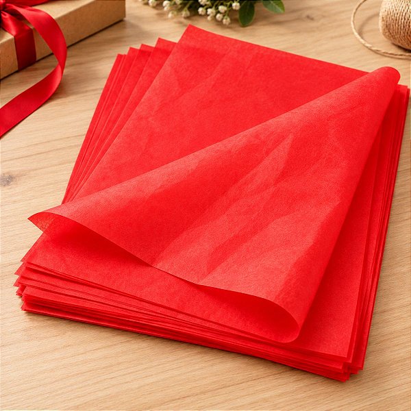 Papel de Seda - 50x70 - Vermelho - 10 unidades - Rizzo