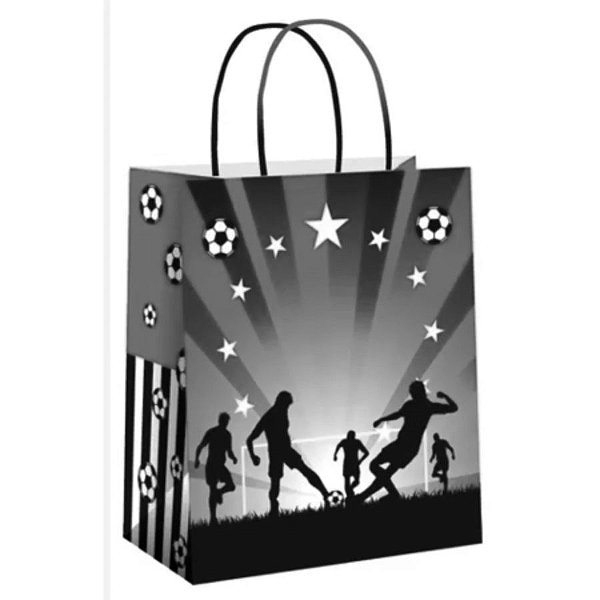 Sacola de Papel PP - 18x22x9cm - Futebol Preto e Branco - 10 unidades - Rizzo