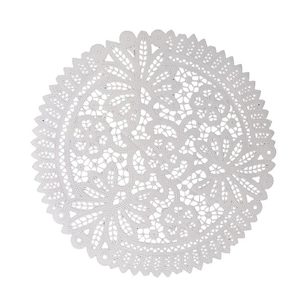 Fundo Rendado de Papel Redondo Branco - 32cm  - 6 unidades - Cromus - Rizzo
