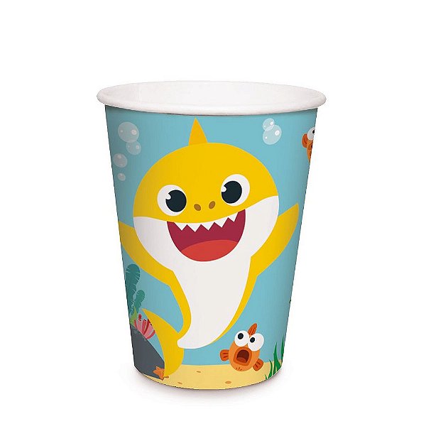 Copo de Papel Festa Baby Shark 240ml - 8 unidades - Cromus - Rizzo Festas