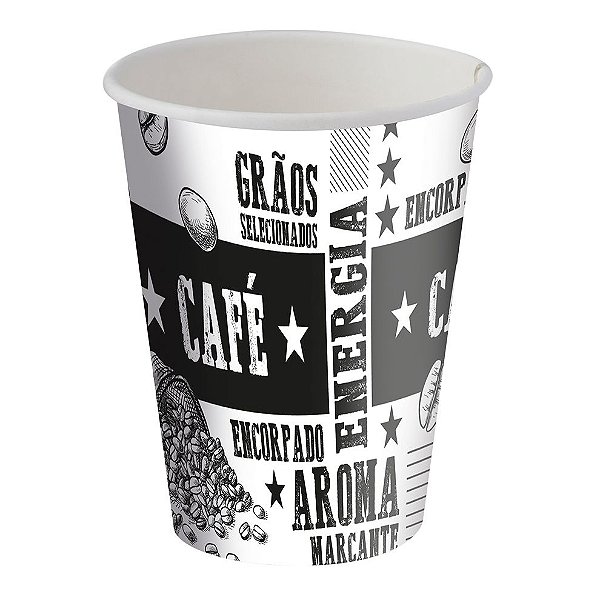Copo de Papel 200ml Preto e Branco - 25 unidades - Food Service Festcolor - Rizzo Embalagens
