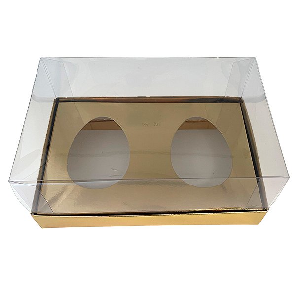 Caixa Ovo de Colher - Dois Meio Ovo de 100g a 150g - 20cm x 13cm x 8,8cm - Ouro - 5 unidades - Assk - Rizzo