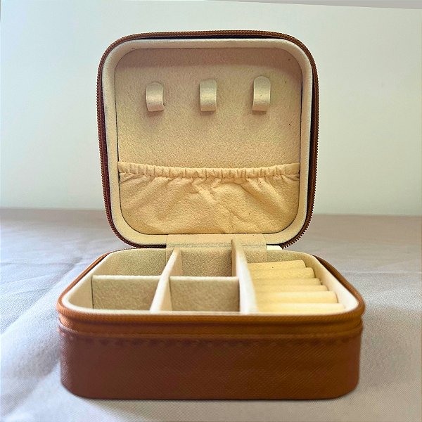 Mini Porta Jóias Portátil – Marrom - 1 unidade - Rizzo