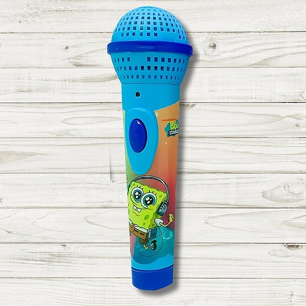 Brinquedo Microfone Bob Esponja – Azul Claro - 17,5cm  - 1 unidade - Rizzo