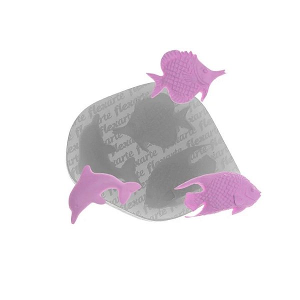 Molde de Silicone Dupla de Peixes + Golfinho - Ref. 845 - 1 unidade - Flexarte - Rizzo