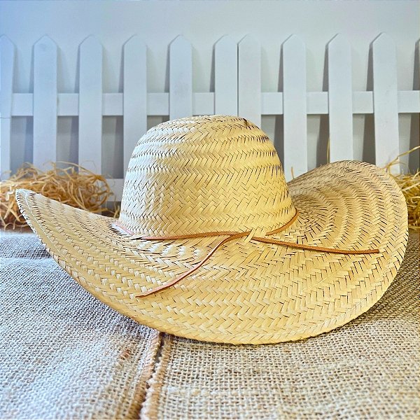 Chapéu De Palha Pantaneiro Com Fita De Couro Bege - 9,5cm - 1 unidade - Rizzo