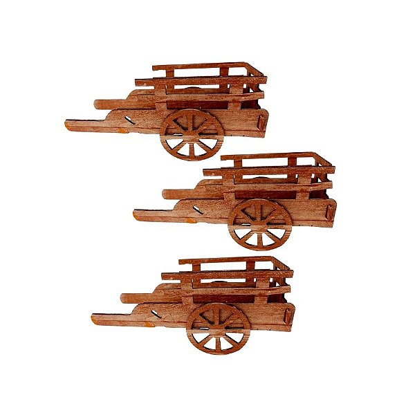 Caixa Decorativa Carroça De Festa Junina - 9x18x5,5cm - 3 unidades - Piffer - Rizzo