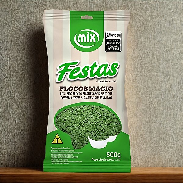 Confeito de Flocos Macio Sabor Pistache - 500g - 1 unidade - Mix - Rizzo