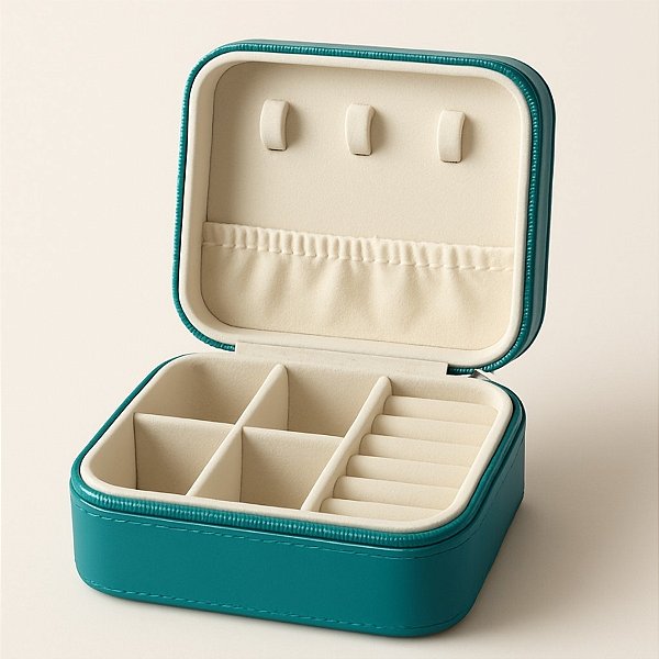 Mini Porta Jóias Portátil - Verde Escuro sem Textura - 1 unidade - Rizzo