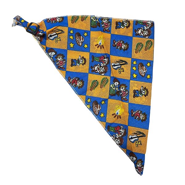 Lenço Caipira M - Estampa Quadrilha Caipira - Laranja e Azul - 1 unidade - Rizzo
