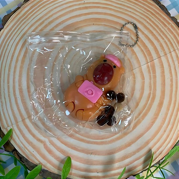 Mini Squish De Capivara Com Camêra - Rosa - 10cm - 1 unidade - Rizzo