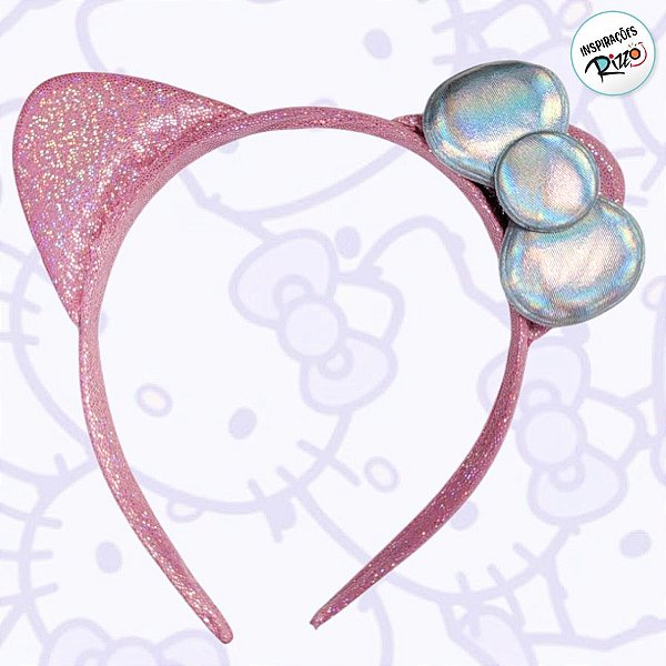 Tiara Hello Kitty com Laço e Orelha - Prata - 1 unidade - Rizzo