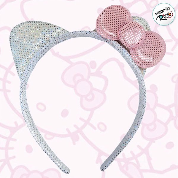 Tiara Hello Kitty com Laço e Orelha - Rosa Claro - 1 unidade - Rizzo