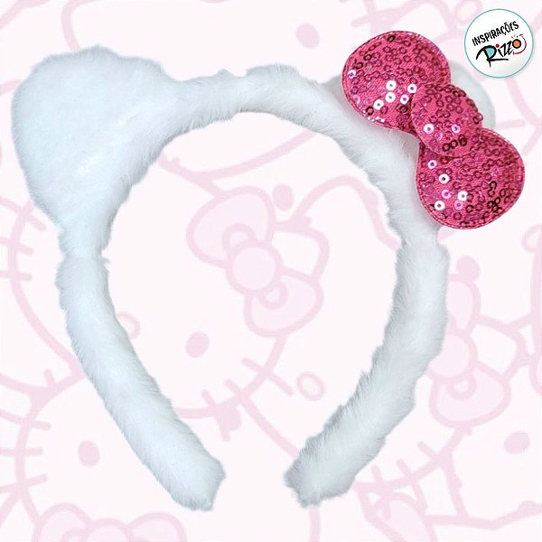 Tiara Hello Kitty com Laço e Orelha - Pink - 1 unidade - Rizzo