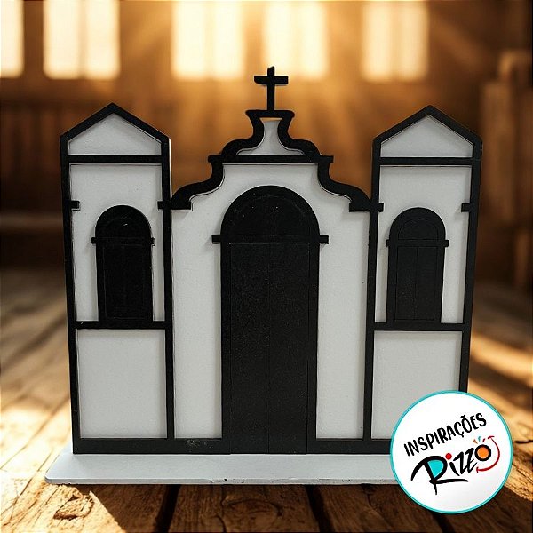 Igreja em MDF De Festa Junina - Branco - 21x20cm - 1 unidade - Rizzo