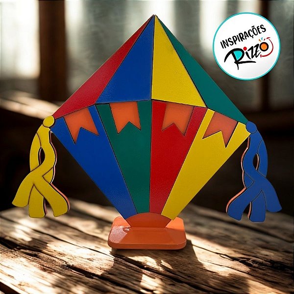 Balão São João em MDF De Festa Junina - Cores Vibrantes - 32x26cm - 1 unidade - Rizzo