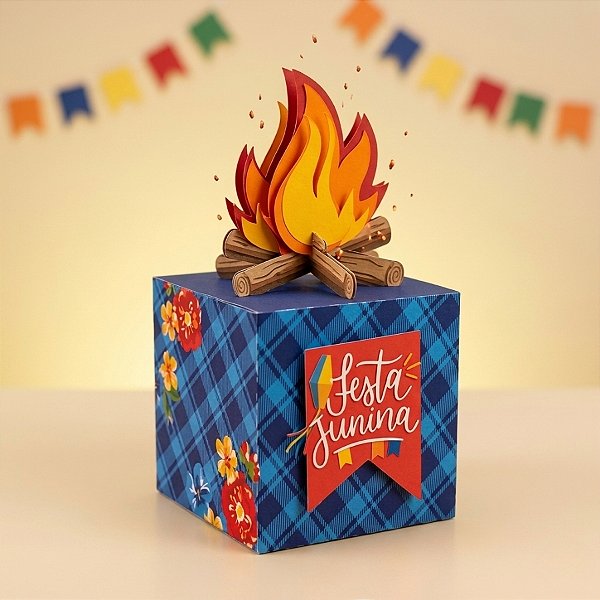 Caixa Pop Up - Fogueira De Festa Junina P - 7x7x7cm - 10 unidades - Cromus - Rizzo