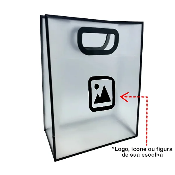 Sacola PVC com Alça Preta Personalizada com Logo - 40x30x12cm - 1 unidade - Rizzo Personalize