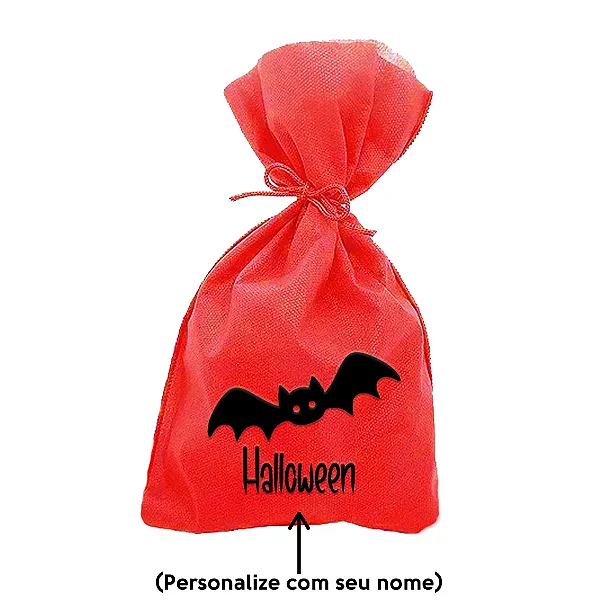 Saco para Surpresas de Halloween Personalizável - Morcego - 13x25cm - 10 unidades - Rizzo Personalizado
