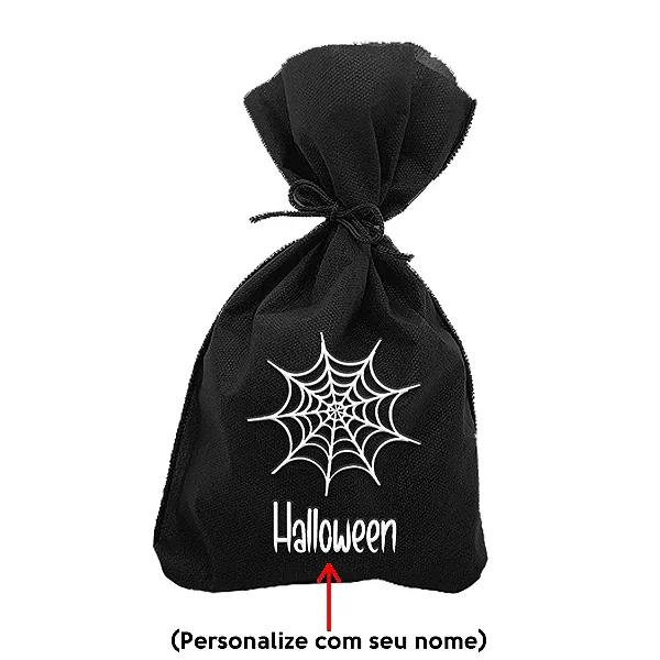 Saco para Surpresas de Halloween Personalizável - Teia - 13x25cm - 10 unidades - Rizzo Personalizado