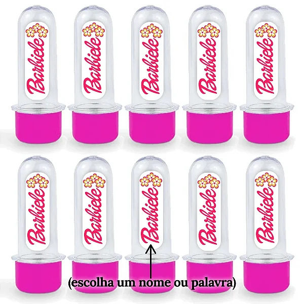 Mini Tubete Lembrancinha Pink - Flowers c/ Nome - 8cm - 20 unidades - Rizzo Personalizado