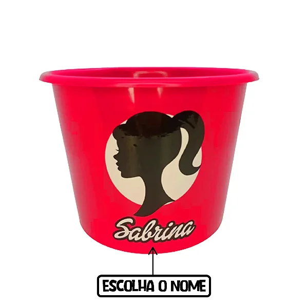 Balde de Pipoca Pink Personalizado - Silhueta Fashion c/ Nome - 1 unidade - Rizzo Personalizado