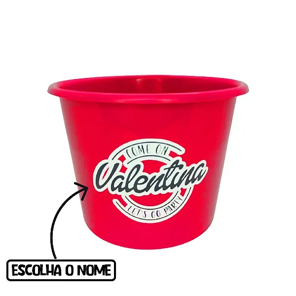 Balde de Pipoca Pink Personalizado - Let's Go Party c/ Nome - 1 unidade - Rizzo
