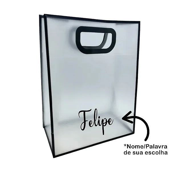 Sacola PVC com Alça Preta Personalizada com Nome - 40x30x12cm - 1 unidade - Rizzo Personalizado