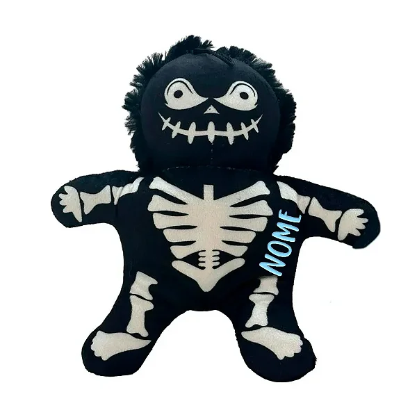 Esqueleto Preto de Pelúcia Personalizado - 23cm - 1 unidade - Rizzo Personalizado