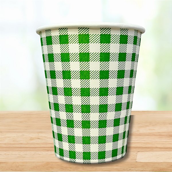 Copo De Papel Xadrez Verde - 270ml - 10 unidades - Rizzo